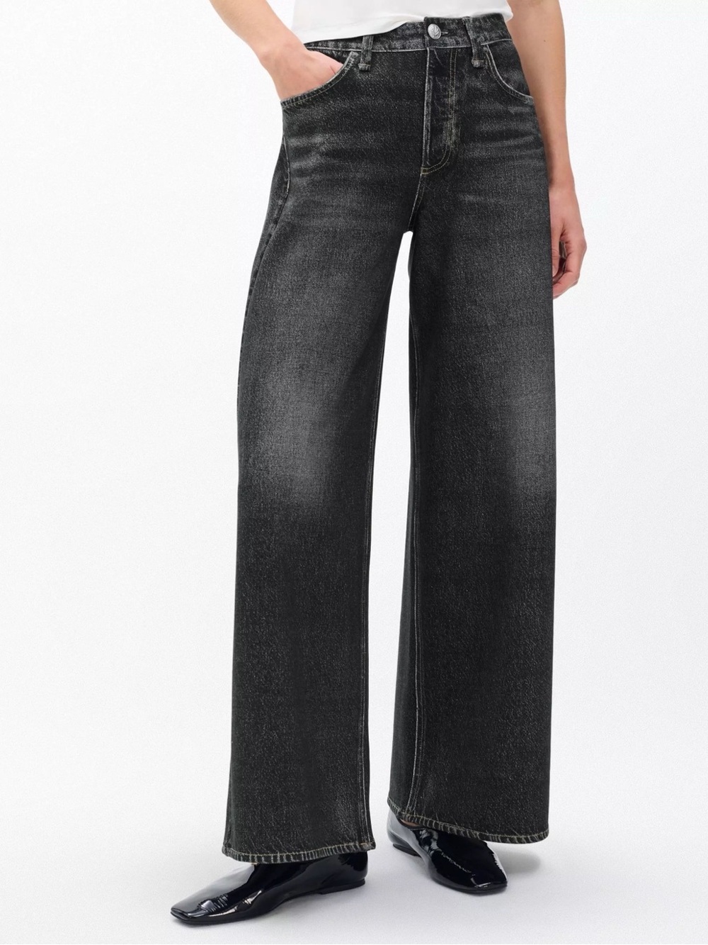 Rag & Bone rb Miramar Sofie High Rise Wide-Leg Pant Jeans in Washed Black